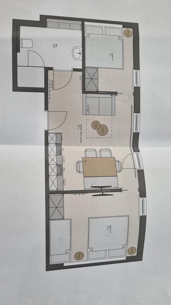 Grundriss eines Appartements im Wälderhof, ideal für Familienurlaub in Kaprun.